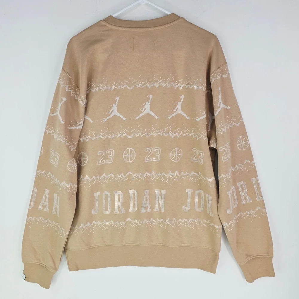 Jordan Essentials Men Holiday Fleece Crewneck Sweatshirt Hemp FD7463-200 M